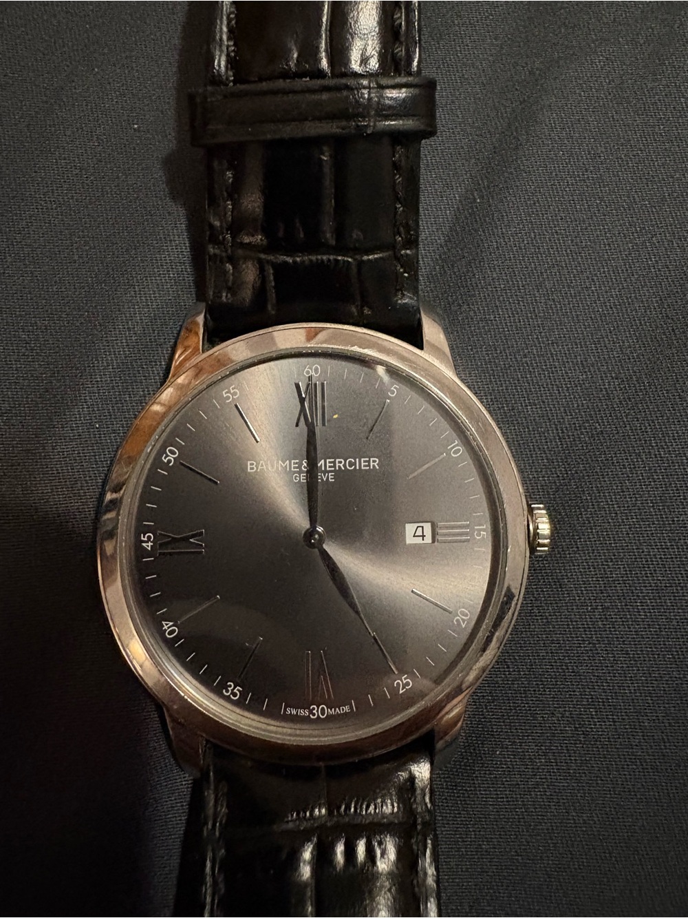 Baume & Mercier Classic Men's Black Dial Leather Strap Watch